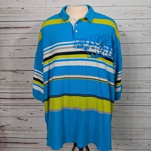 Rocawear Blue Striped Embellished Polo Men 6XL